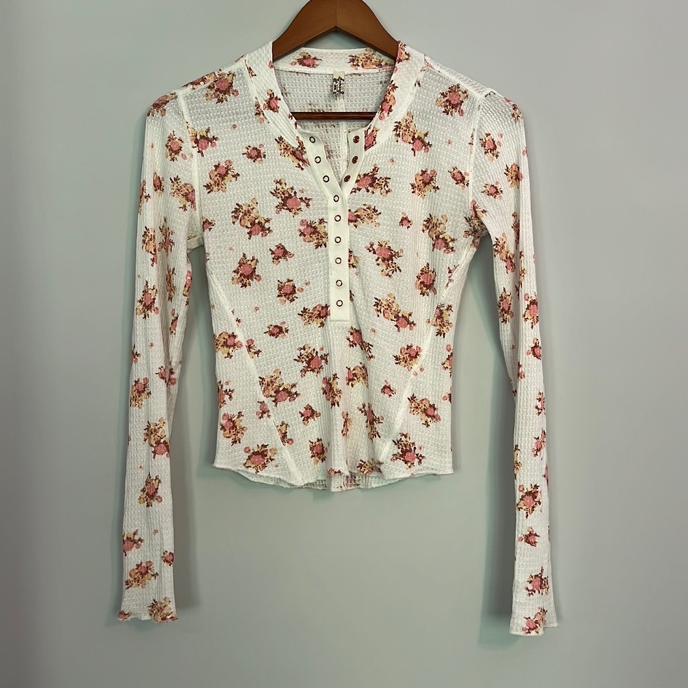 Free People Floral Long Sleeve Blouse